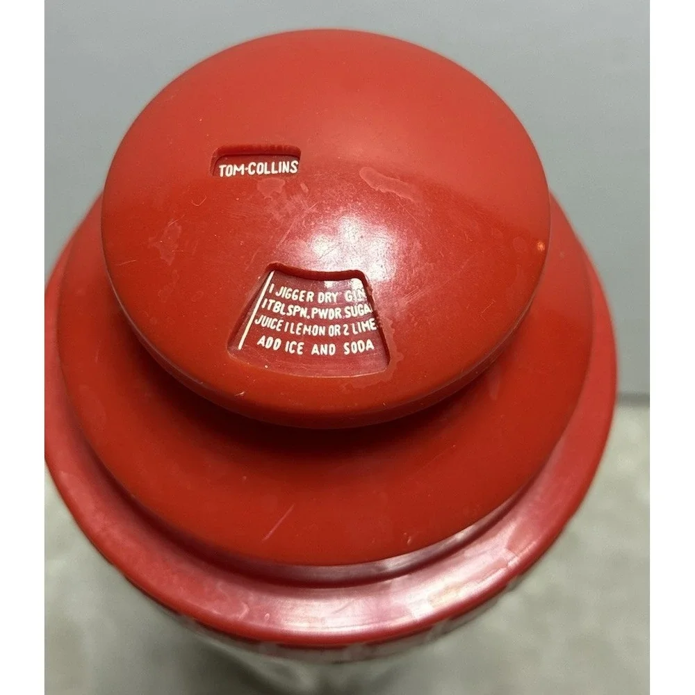 Vintage Cocktail Shaker Red Dial A Drink Recipe Top Glass Bakelite Medco 550 NYC